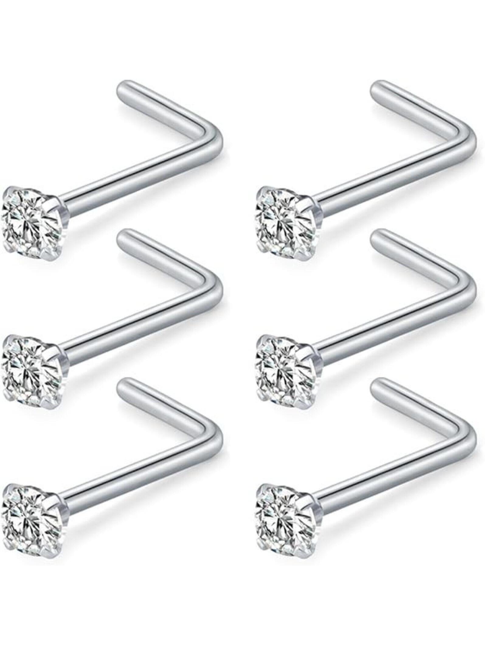 Briana Williams Nose Studs Nose Rings For Women 20g L Shape Surgical Steel